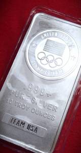 Lot of (1) 10 TROY OUNCE SILVER BARS  - SILVER BULLION BARS  - USA OLYMPIC TEAM USA