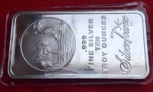 Lot of (1) 10 TROY OUNCE SILVER BARS  - SILVER BULLION BARS  - SILVER TOWNE OLD PROSPECTOR PIECE