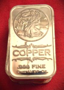 Lot of (10) .999 FINE SOLID COPPER COLLECTIBLES - BULLION PIECES  - WALKING LIBERTY S COPPER BARS DESIGN