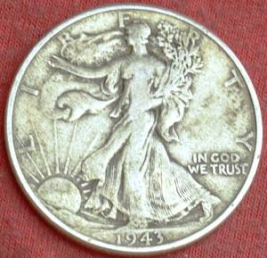 Lot of (1) 1943 WALKING LIBERTY HALF DOLLARS    MOSTLY FINE OR BETTER 90% SILVER