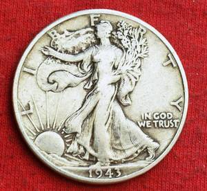 Lot of (1) 1943 WALKING LIBERTY HALF DOLLARS    MOSTLY FINE OR BETTER 90% SILVER