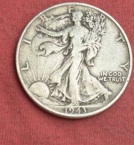 Lot of (1) 1943 WALKING LIBERTY HALF DOLLARS    MOSTLY FINE OR BETTER 90% SILVER
