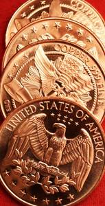 Lot of (4) COPPER ROUNDS MINT CONDITION .999 FINE COPPER
