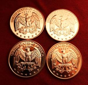 Lot of (4) COPPER ROUNDS MINT CONDITION .999 FINE COPPER