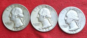 Lot of (3) 90% SILVER WASHINGTON QUARTERS