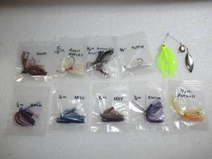 Set of 10  Grass, Arky, Swim, Flip, Rattle Spinner Fishing Lures