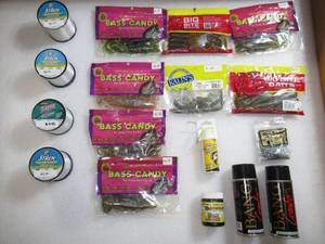 Lot of 19 Baits-Weights-Lines-Scents-Tackle Fishing Gear