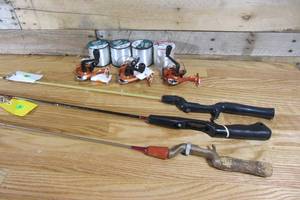 Lot of 3 Rods, 3 Reels & 4 Spools of Fishing Line
