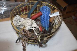 Basket of horse and dog accessories