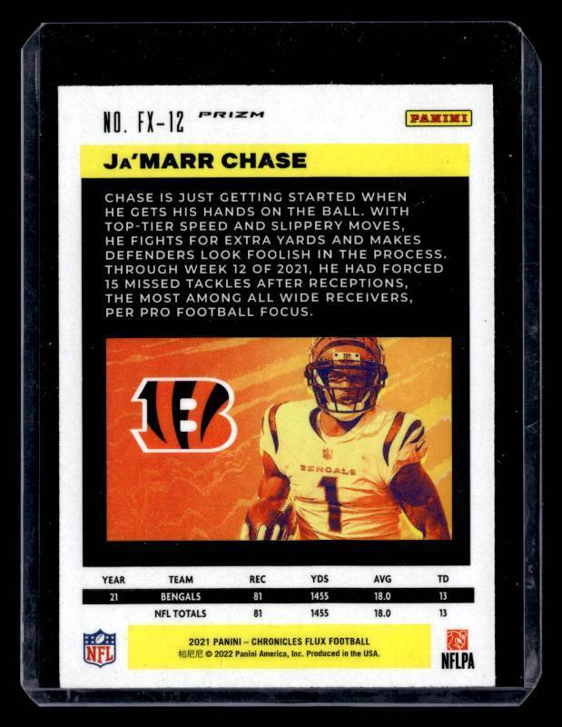 lot 151 image: 2021 Flux Silver Prizm JaMarr Chase Rookie Card #FX-12