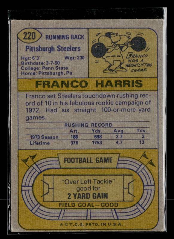 lot 60 image: 1974 Topps Franco Harris #220