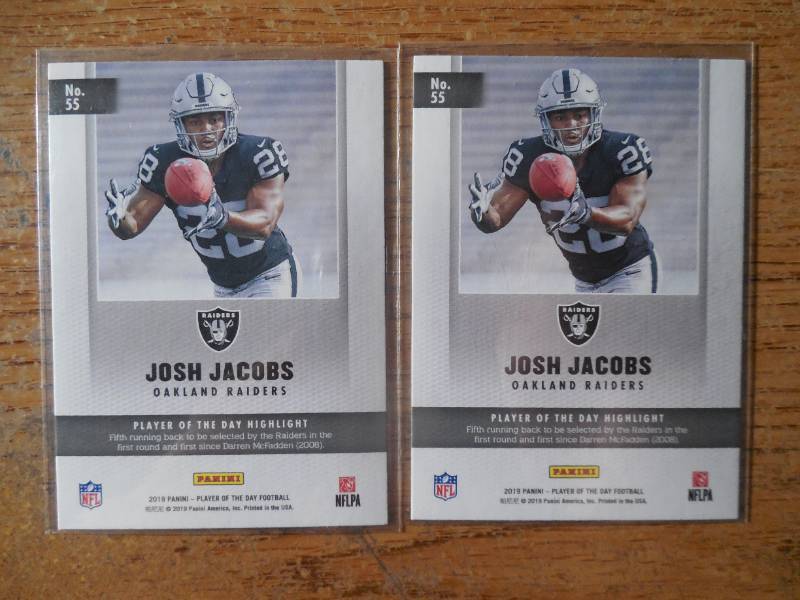 lot 97 image: (2) 2019 Panini POD Josh Jacobs Rookie Cards #55