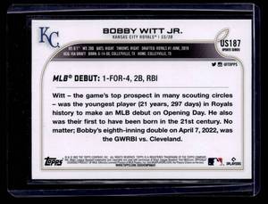 lot 155 image: 2022 Topps Update Rainbow Foil Bobby Witt Jr. Rookie Card #US187