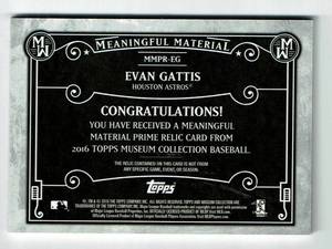 lot 19 image: 2016 Topps Museum Collection Game Used Patch Evan Gattis Serial #410