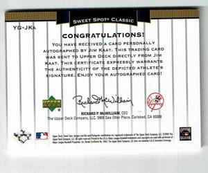 lot 20 image: 2003 Sweet Spot Classic Autograph Jim Kaat