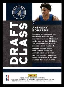 lot 114 image: 2020 Contenders Draft Class Anthony Edwards Rookie Card #5