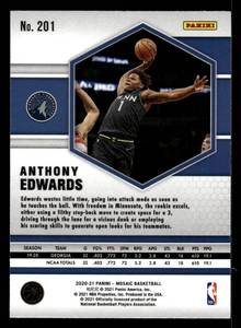 lot 113 image: 2020 Mosaic Anthony Edwards Rookie Card #201