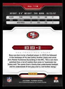 lot 111 image: 2019 Playbook Nick Bosa Rookie Card #118