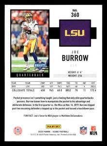lot 108 image: 2020 Score Joe Burrow Rookie Card #360