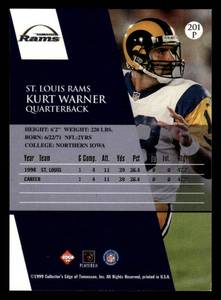 lot 91 image: 1999 Collectors Edge Kurt Warner Rookie Card #201P