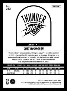 lot 87 image: 2022 NBA Hoops Chet Holmgren Rookie Card #282