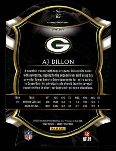 lot 123 image: 2020 Select Sky Blue Die Cut AJ Dillon Rookie Card #65