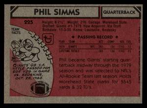 lot 66 image: 1980 Topps Phil Simms Rookie Card #223
