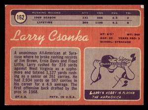 lot 53 image: 1970 Topps Larry Csonka #162