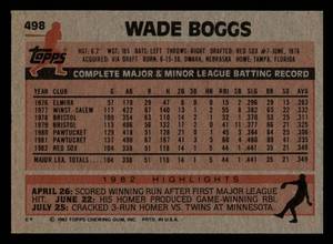 lot 49 image: 1983 Topps Wade Boggs Rookie Card #498