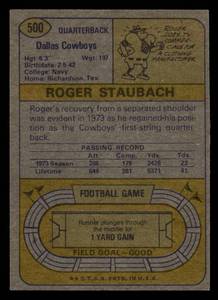 lot 47 image: 1974 Topps Roger Staubach #500