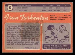 lot 33 image: 1970 Topps Fran Tarkenton #80