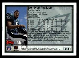 lot 141 image: 1999 Topps Donovan McNabb Rookie Card #341