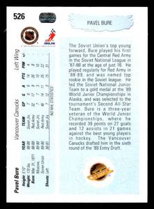 lot 142 image: 1990 Upper Deck Pavel Bure Rookie Card #526
