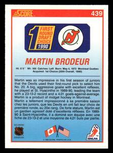 lot 143 image: 1990 Score Martin Brodeur Rookie Card #439