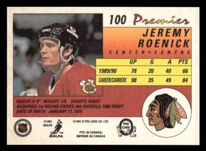 lot 144 image: 1990 O-PEE-CHEE Jeremy Roenick Rookie Card #100