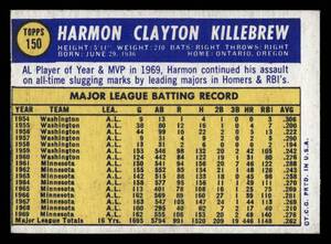 lot 160 image: 1970 Topps Harmon Killbrew #150