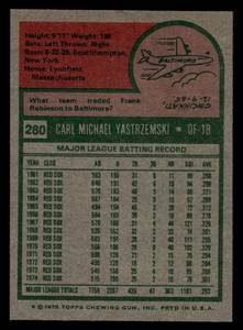 lot 172 image: 1975 Topps Carl Yastrzemski #280