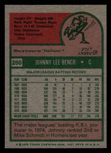 lot 173 image: 1975 Topps Johnny Bench #260