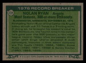 lot 180 image: 1977 Topps Record Breaker Nolan Ryan #234