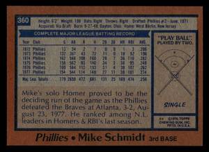 lot 184 image: 1978 Topps Mike Schmidt #360