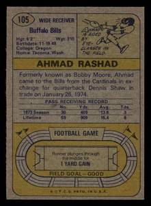 lot 187 image: 1974 Topps Ahmad Rashad Rookie Card #105