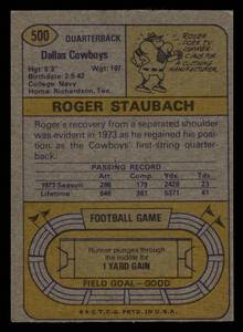 lot 191 image: 1974 Topps Roger Staubach #500