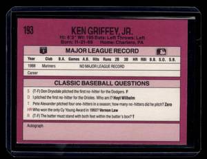 lot 199 image: 1989 Classic Purple Ken Griffey Jr. Rookie Card #193