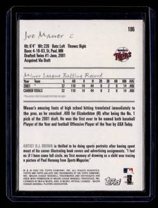 lot 202 image: 2002 Topps Gallery Joe Mauer Rookie Card #186