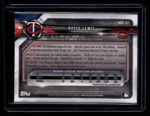 lot 204 image: 2018 Bowman Chrome Draft Refractor Royce Lewis Rookie Card #BDC-87