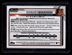 lot 209 image: 2021 Bowman Chrome Draft Refractor Gunnar Henderson Rookie Card #BDC-175