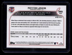 lot 210 image: 2022 Topps Holiday Metallic SP Royce Lewis Rookie Card #HW94