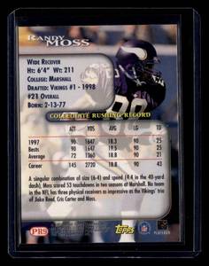 lot 214 image: 1998 Stadium Club Prime Rookies Randy Moss Rookie Card #PR9