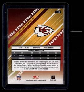 lot 218 image: 2004 Leaf Rookies & Stars Jared Allen Rookie Card #143