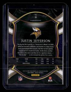lot 225 image: 2020 Select Concourse Justin Jefferson Rookie Card #61